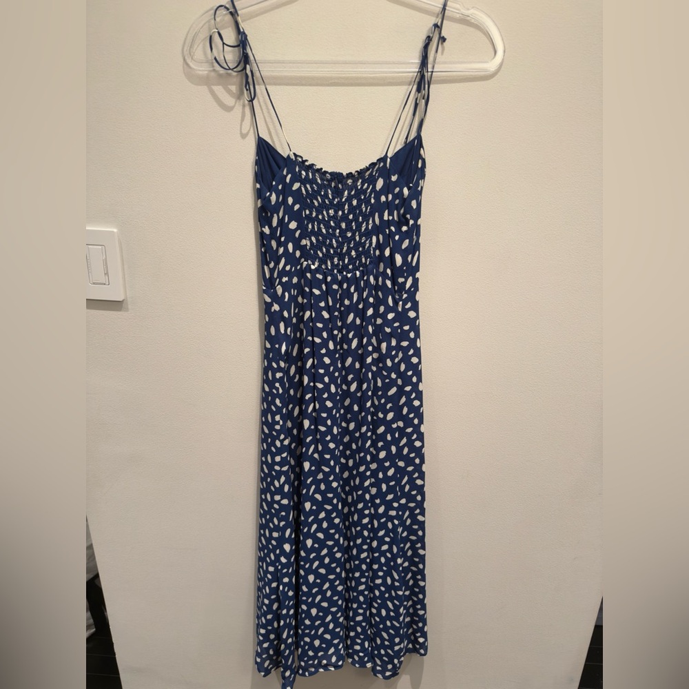Reformation Juliette Midi Dress Moray Blue Spotted Dress Size 2 Women’s - Picture 6 of 15
